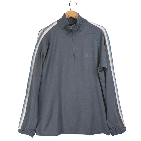 Icebreaker Other - Icebreaker Sport Mens 100%‎ Merino Wool 1/4 Zip Pullover Sweater XL Gray Stripes